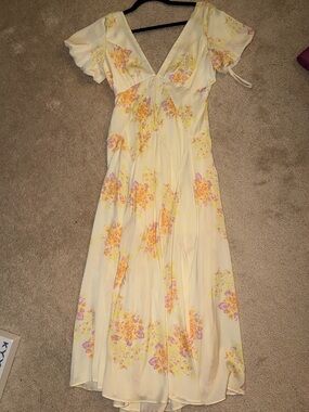 Free People Pale Yellow Floral Maxi Dress
